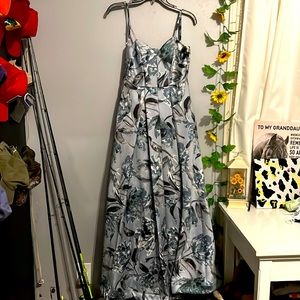 prom dress , size 0, color is blue floral